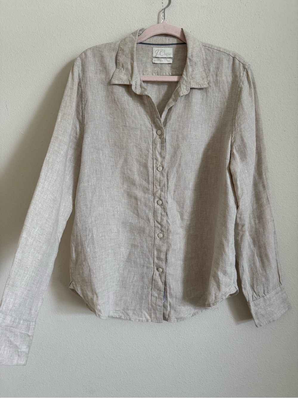 J. Crew Irish Linen Baird McNutt Button-Down Shirt Light Beige size 12